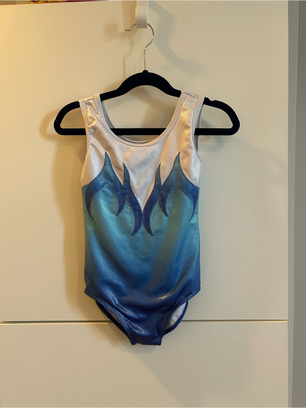 Blue Ombre Gymnastics Leotard with Metallic Flame Design - Size XS (5)